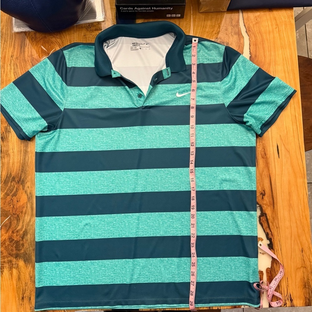 Nike Golf Dri-Fit Polo Men’s XL Green Striped Performance Athletic Shirt - Picture 3 of 6